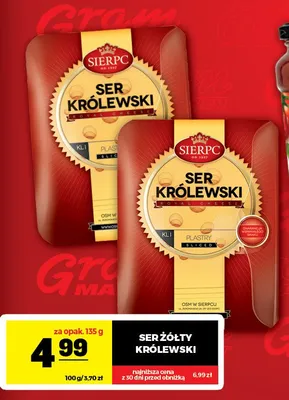 Ser żółty Królewski Sierpc plastry promocja w Gram Market