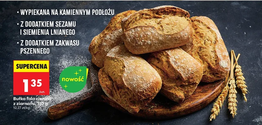 Bułka fala ciemna z ziarnami promocja w Biedronka