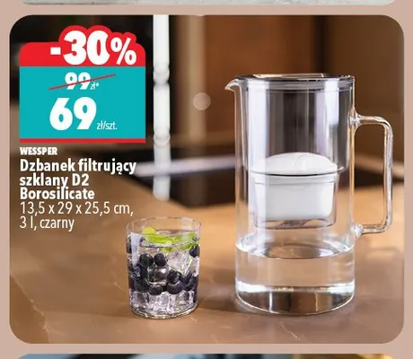Dzbanek filtrujący szklany Wessper D2 Borosilicate promocja w Biedronka Home