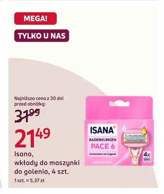 Wkłady do maszynki do golenia Isana promocja w Rossmann