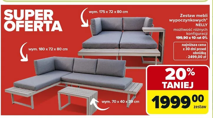 Zestaw mebli wypoczynkowych Nelly promocja w Carrefour