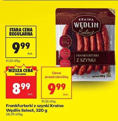 Frankfurterki z szynki Kraina Wędlin Select promocja w Biedronka