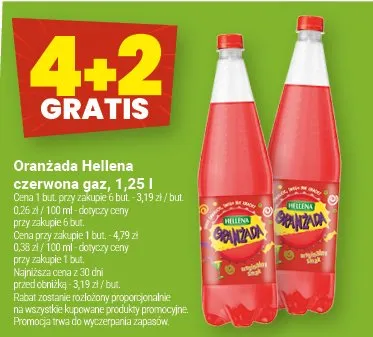 Oranżada Hellena czerwona gaz promocja w Twój Market