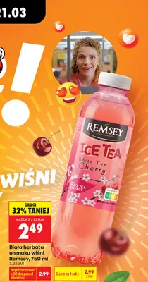 Herbata biała o smaku wiśni ice tea Remsey promocja w Biedronka