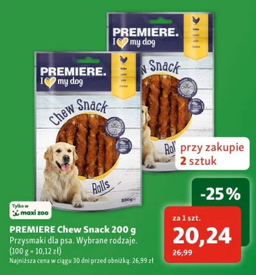 Przysmaki dla psa PREMIERE Chew Snack promocja w MAXI ZOO