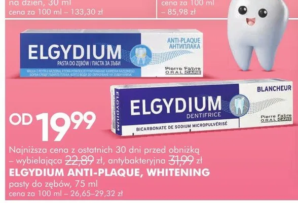 Pasty do zębów Elgydium Anti-Plaque, Whitening promocja w Super-Pharm