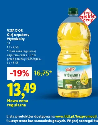 Olej rzepakowy Wyśmienity 3 l promocja w Lidl