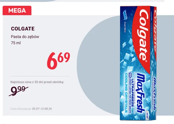 Pasta do zębów Colgate MaxFresh Cooling Crystals promocja w Rossmann