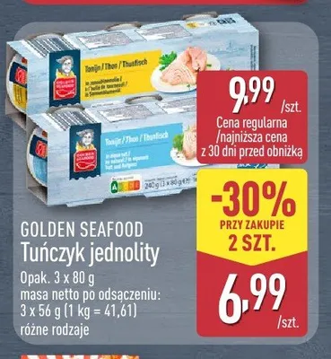 Tuńczyk jednolity Golden Seafood promocja w Aldi