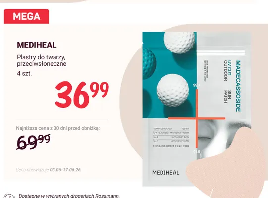 Plastry do twarzy przeciwsłoneczne Mediheal promocja w Rossmann