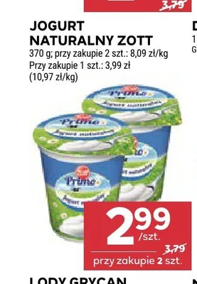 Jogurt naturalny Zott Primo promocja w Stokrotka