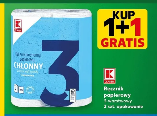Ręcznik papierowy K-Classic Chłonny 3-warstwowy promocja w Kaufland