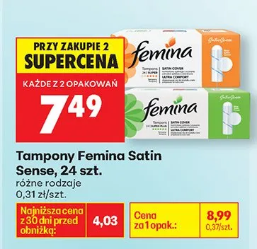 Tampony Satin Sense, 24 szt. różne rodzaje promocja w Biedronka