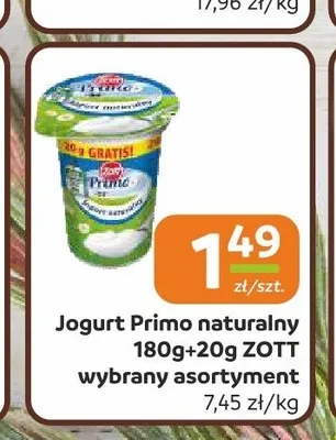 Jogurt Primo naturalny Zott promocja w Społem Częstochowa