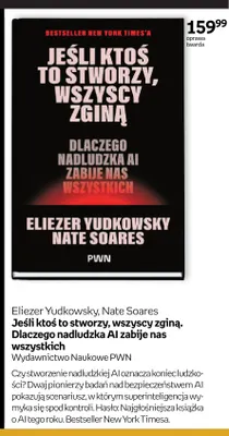 Książka Jeśli ktoś to stworzy, wszyscy zginą. Dlaczego nadludzka AI zabije nas wszystkich Eliezer Yudkowsky, Nate Soares promocja w Empik