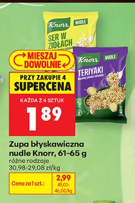 Zupa błyskawiczna nudle Knorr ser w ziołach promocja w Biedronka