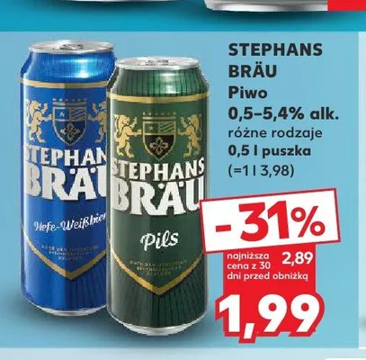 Piwo Stephans Bräu Hefe-Weißbier promocja w Kaufland