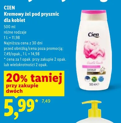 Kremowy żel pod prysznic dla kobiet Cien promocja w Lidl
