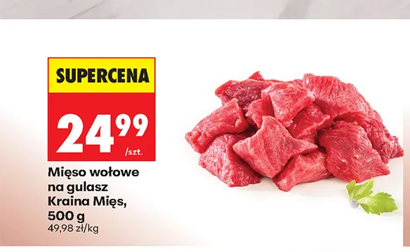 Mięso wołowe na gulasz Kraina Mięs promocja w Biedronka