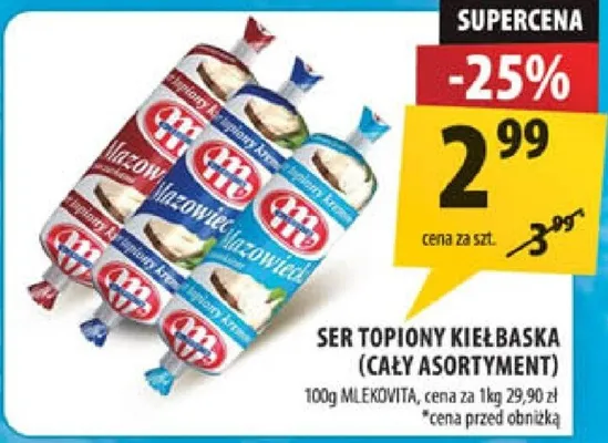 Ser topiony kiełbaska Mlekovita promocja w Arhelan