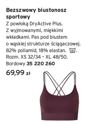 Bezszwowy biustonosz sportowy Tchibo promocja w Tchibo