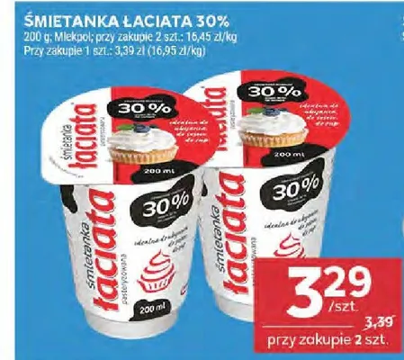 Śmietanka łaciata 30% Mlekpol promocja w Stokrotka