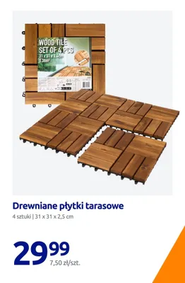 Drewniane płytki tarasowe 31x31x2,5 cm promocja w Action