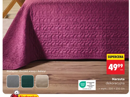 Narzuta dekoracyjna Smukee 220x200 cm promocja w Biedronka