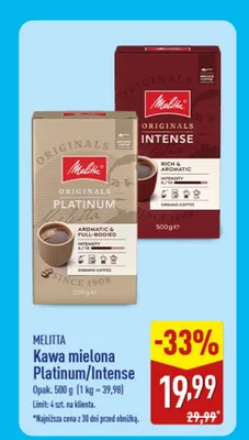 Kawa mielona Melitta Originals Platinum promocja w Aldi