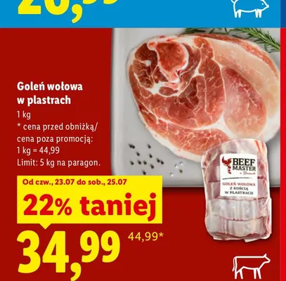Goleń wołowa w plastrach Beef Master promocja w Lidl