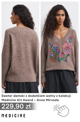 Sweter damski z dodatkiem wełny z kolekcji Medicine Art Award - Anna Mirvoda promocja w Medicine