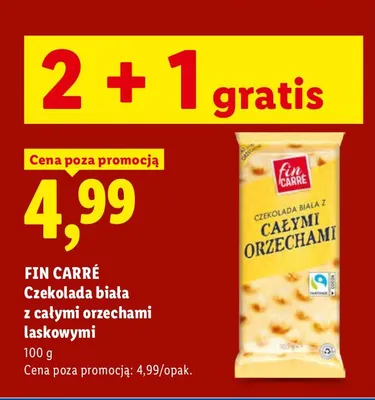 Czekolada biała z całymi orzechami laskowymi Fin Carré promocja w Lidl
