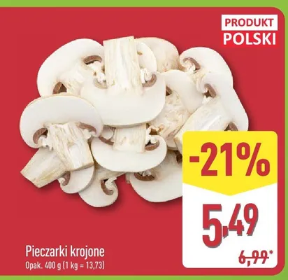 Pieczarki krojone polskie promocja w Aldi