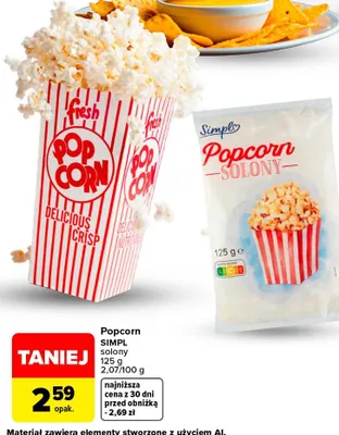 Popcorn solony SIMPL promocja w Carrefour