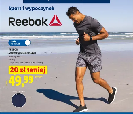 Szorty kąpielowe męskie Reebok promocja w Lidl