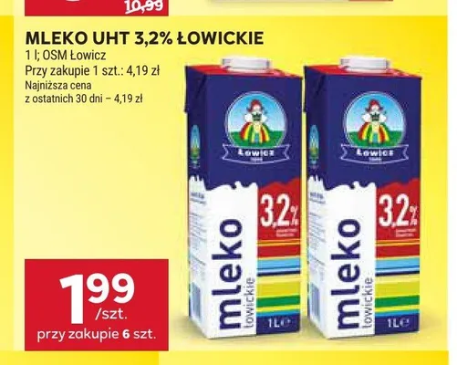 Mleko UHT 3,2% Łowickie promocja w Stokrotka