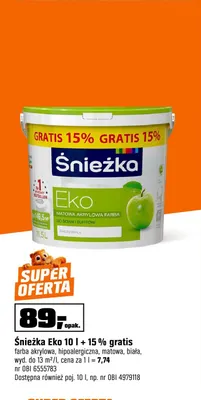 Farba akrylowa Śnieżka Eko biała promocja w OBI