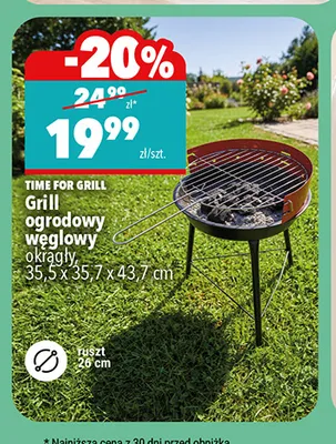 Grill ogrodowy węglowy okrągły Time for promocja w Biedronka