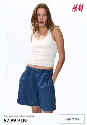 Dżinsowe szorty bez zapięcia H&M promocja w H&M