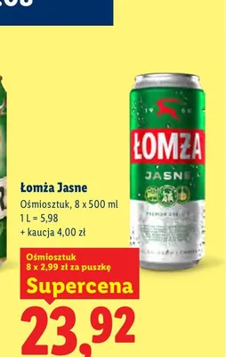 Piwo Łomża Jasne 8-pak promocja w Lidl