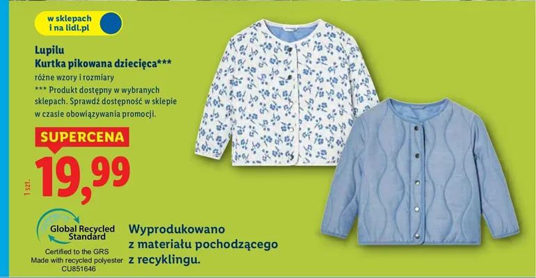 Kurtka pikowana dziecięca promocja w Lidl