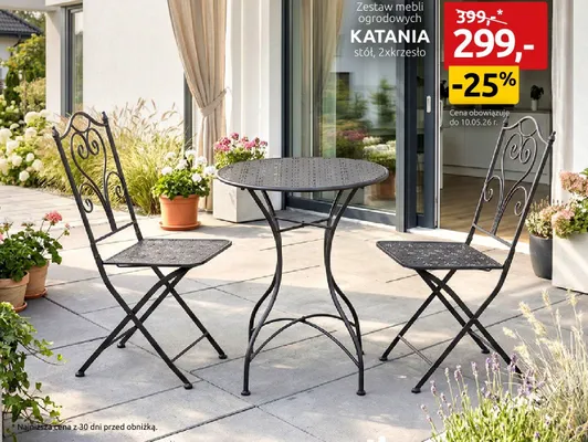 Zestaw mebli ogrodowych Katania stół 2x krzesło promocja w Black Red White