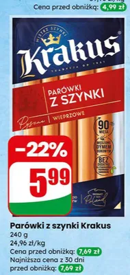 Parówki z szynki promocja w Dino