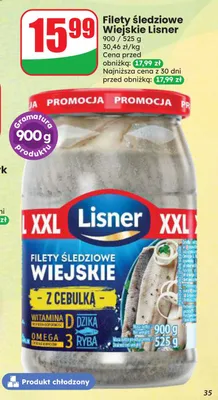 Filety śledziowe Wiejskie Lisner z cebulką promocja w Dino