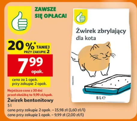 Żwirek bentonitowy promocja w Auchan