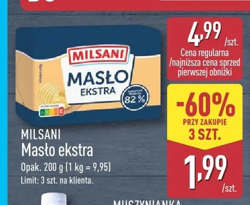 Masło ekstra Milsani promocja w Aldi