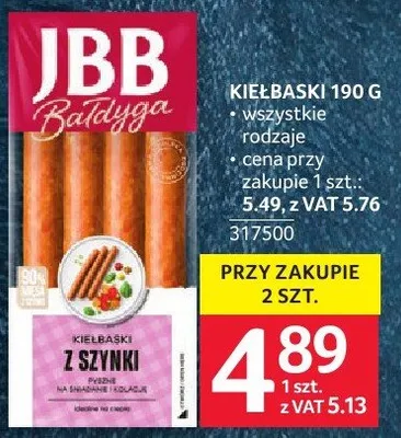Kiełbaski wyborne rodzaje przy zakupie 2 szt. promocja w Selgros