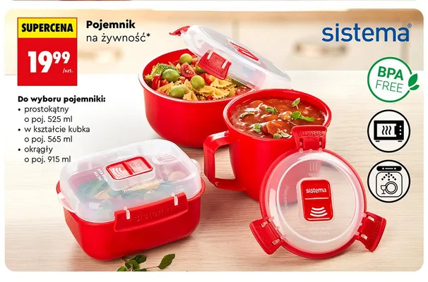 Pojemnik na żywność okrągły Sistema 915 ml promocja w Biedronka