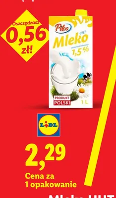Mleko UHT 1,5% Pilos promocja w Lidl