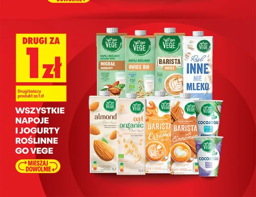 Napoje i jogurty roślinne Go Vege promocja w Biedronka